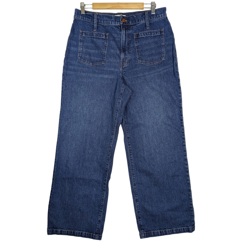 Madewell The Perfect Vintage Wide Leg Jeans 31 Caronia Wash Patch Pocket High Ri